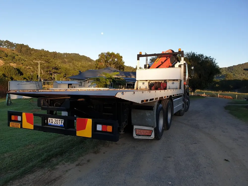 Tilt tray truck viewed from the rear